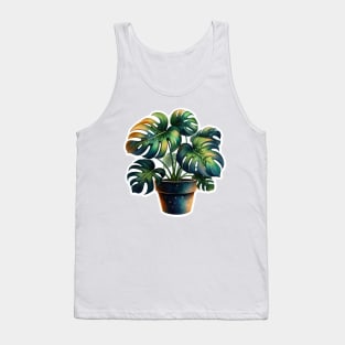 Watercolor monstera plant sticker Tank Top